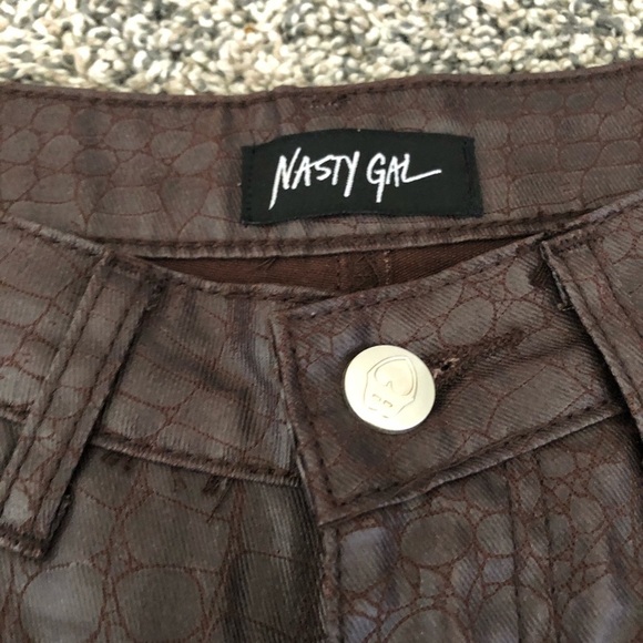 NASTY GAL Brown Faux-Leather Trouser - Picture 9 of 10